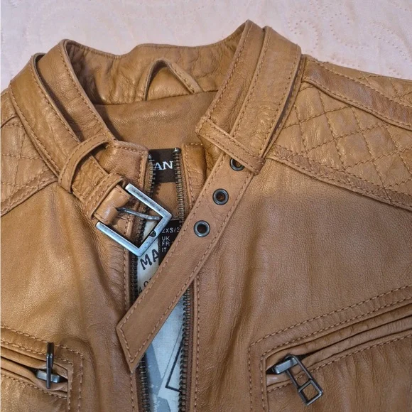 Tan Leather Jacket - Picture 5 of 9